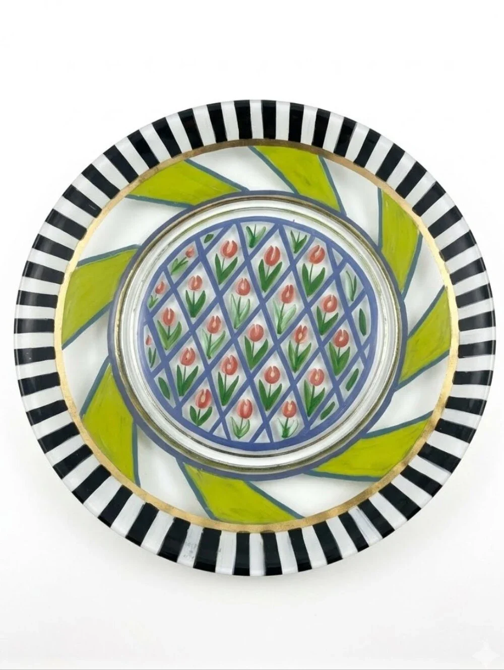 Mackenzie Childs Circus Tulip Glass Luncheon Plate